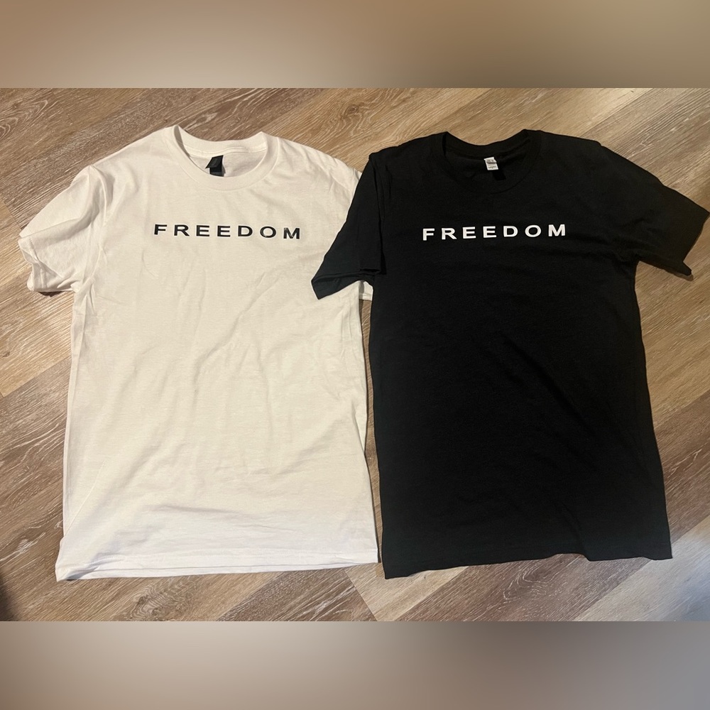 New! Freedom T-Shirts in Black and White • adult small unisex